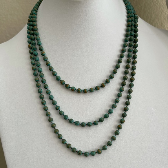Patina brass bead necklace - Picture 2 of 6